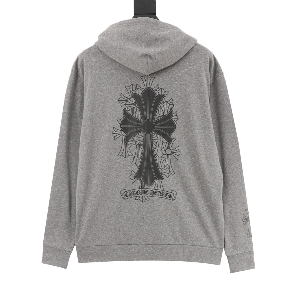 Chaqueta Chrome Hearts negro cruz estampado con capucha chaqueta - gris CALIDAD ORIGINAL