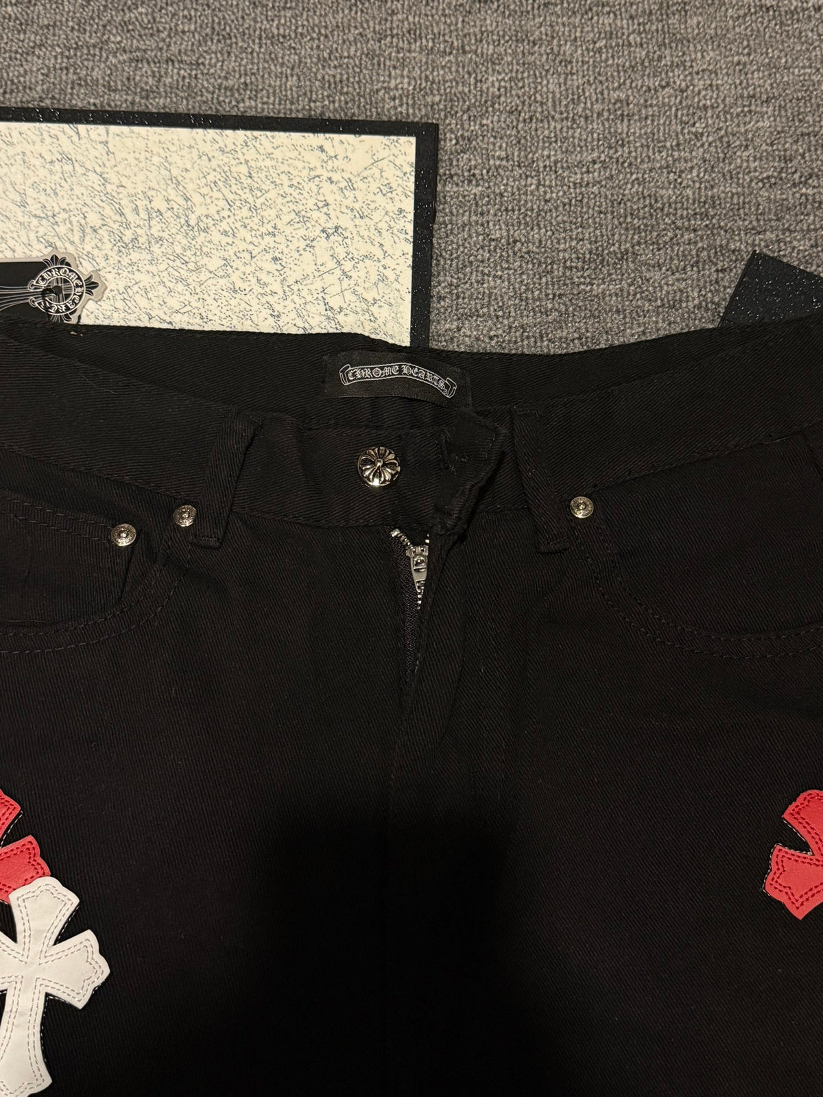 Pantalón Chrome Hearts & CH City edición limitada sánscrito cruz Appliqué patchwork jeans - Estilo B CALIDAD ORIGINAL