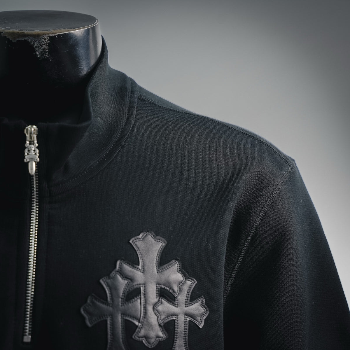 Sudadera Chrome Hearts cruz media cremallera patchwork cuello alto CALIDAD ORIGINAL