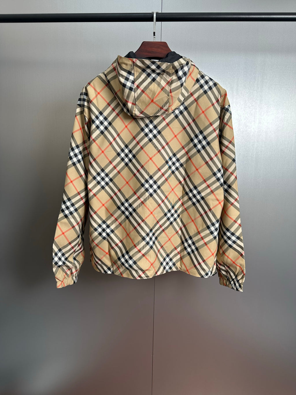 Chaqueta Burberry khaki a cuadros ecuestre bordado reversible chaqueta con capucha abrigo CALIDAD ORIGINAL