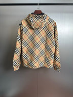 Chaqueta Burberry khaki a cuadros ecuestre bordado reversible chaqueta con capucha abrigo CALIDAD ORIGINAL