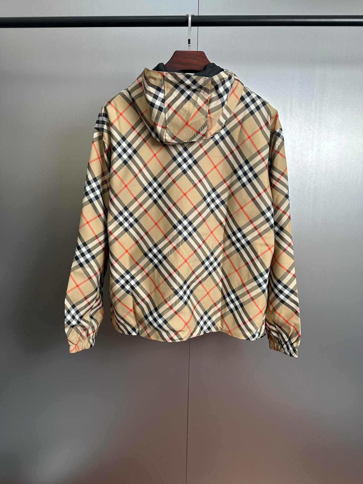 Chaqueta Burberry khaki a cuadros ecuestre bordado reversible chaqueta con capucha abrigo CALIDAD ORIGINAL