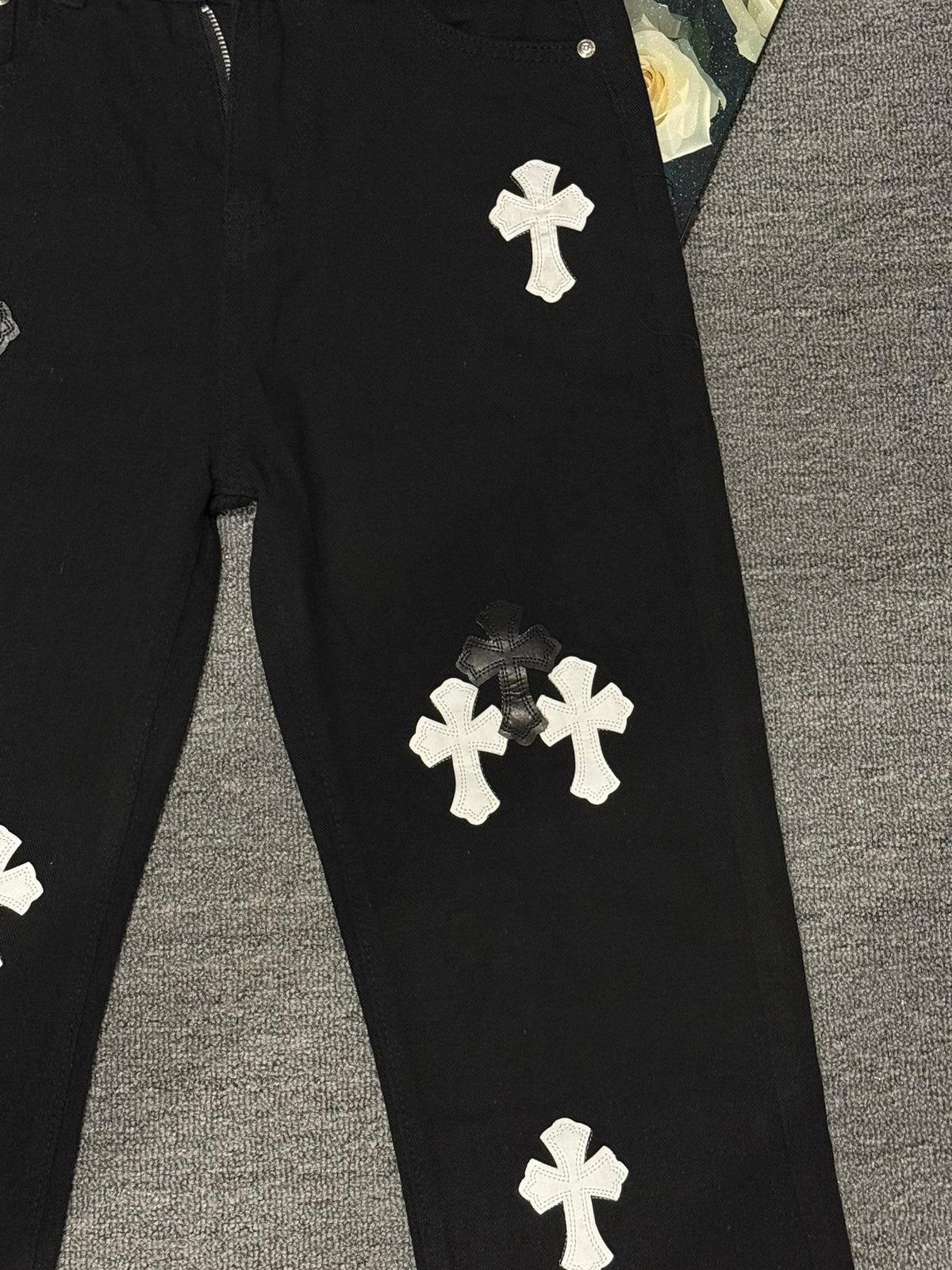Pantalón Chrome Hearts & CH City edición limitada sánscrito cruz Appliqué patchwork jeans CALIDAD ORIGINAL