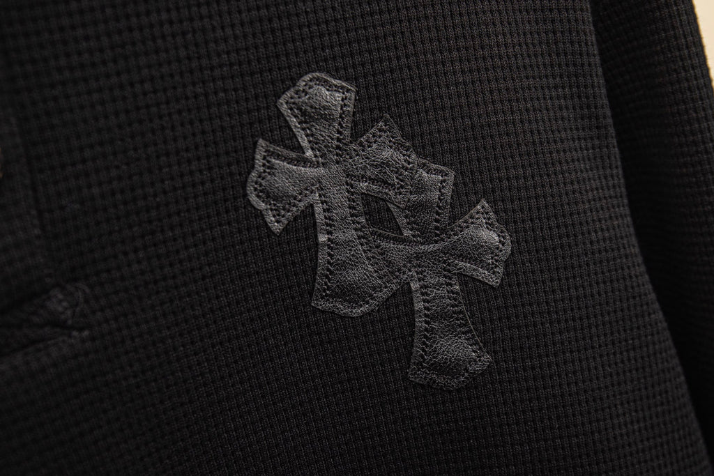 Polera Manga Larga Chrome Hearts Croy Hearts cuero Label cruz Henry Collar waffle Gown manga larga polera CALIDAD ORIGINAL