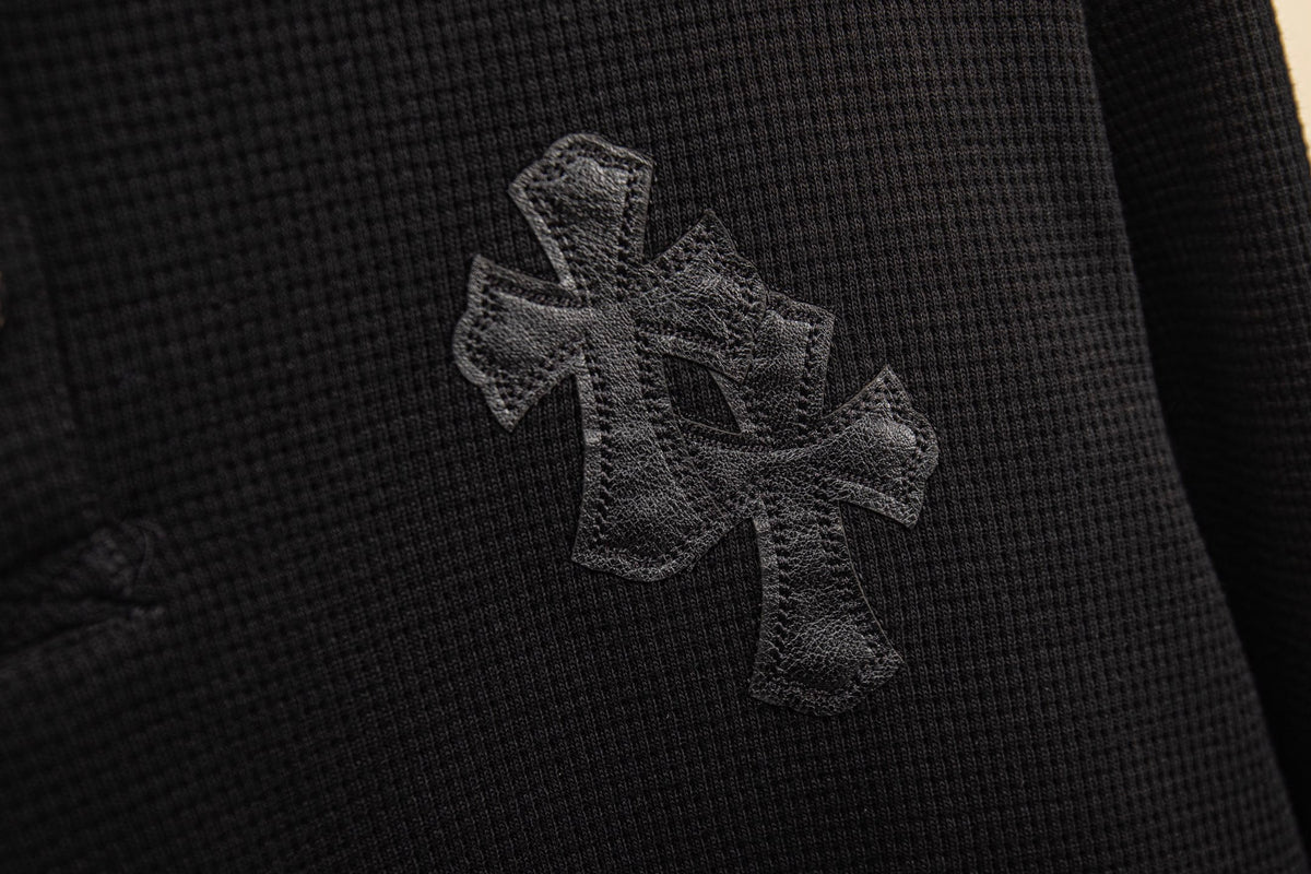 Polera Manga Larga Chrome Hearts Croy Hearts cuero Label cruz Henry Collar waffle Gown manga larga polera CALIDAD ORIGINAL