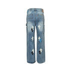 Pantalón Chrome Hearts cuero cruz con estampado de cargo jeans - Estilo D CALIDAD ORIGINAL