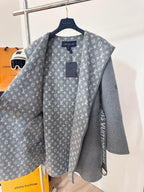 Chaqueta Louis Vuitton estilo cruzado con capucha long cashmere y lana abrigo con floral CALIDAD ORIGINAL