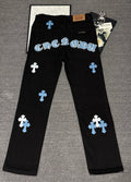 Pantalón Chrome Hearts & CH City edición limitada sánscrito cruz Appliqué patchwork jeans - Estilo C CALIDAD ORIGINAL