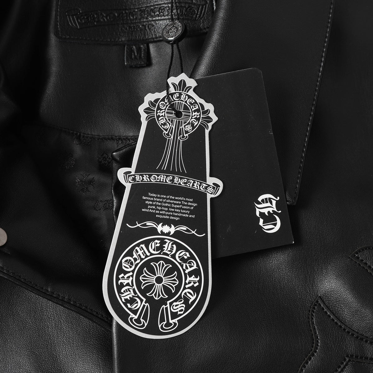 Chaqueta Chrome Hearts * / Hardware cruz cuero Snap-Button chaqueta CALIDAD ORIGINAL