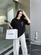Polera Chrome Hearts 2026FW manga corta polera con estampado de logo, High-End 26s Double Yarn 300g Fabric - Estilo C CALIDAD ORIGINAL