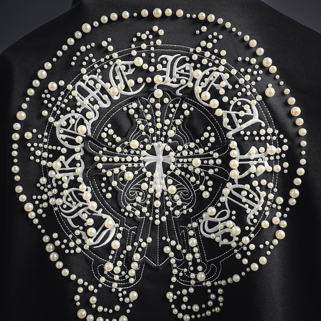 Sudadera Chrome Hearts 26SS perla cruz bordado con capucha CALIDAD ORIGINAL
