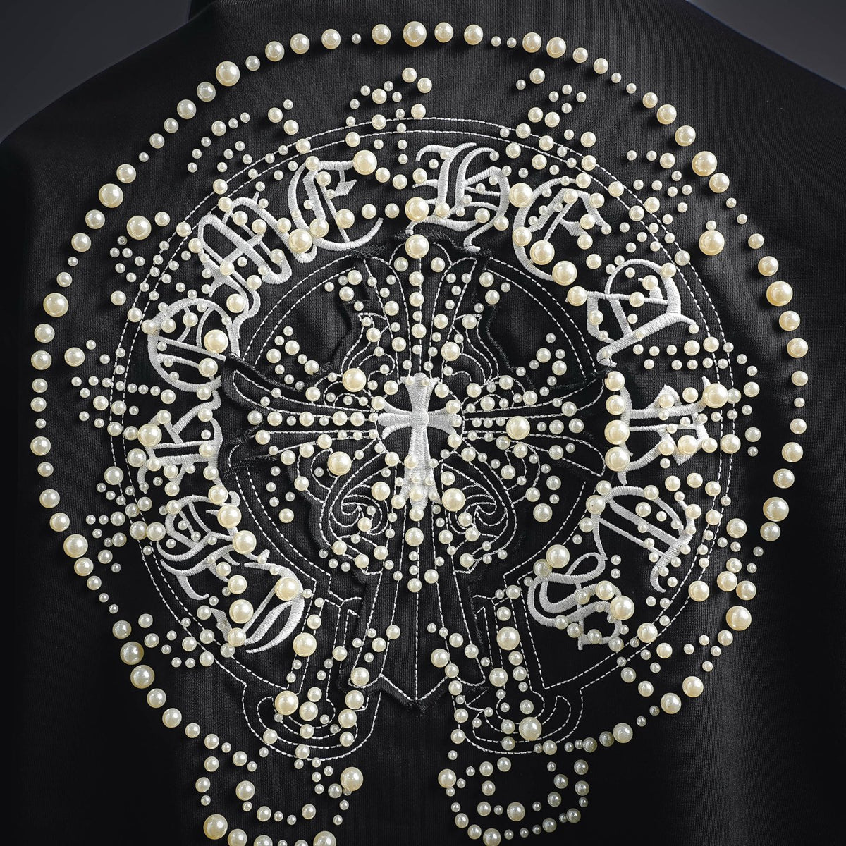 Sudadera Chrome Hearts 26SS perla cruz bordado con capucha CALIDAD ORIGINAL