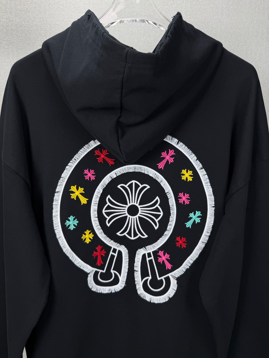 Sudadera Chrome Hearts 2026 nuevo bordado herradura colorido sánscrito logo Washed y desgastado para pareja con capucha - Estilo B CALIDAD ORIGINAL