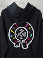Sudadera Chrome Hearts 2026 nuevo bordado herradura colorido sánscrito logo Washed y desgastado para pareja con capucha - Estilo B CALIDAD ORIGINAL
