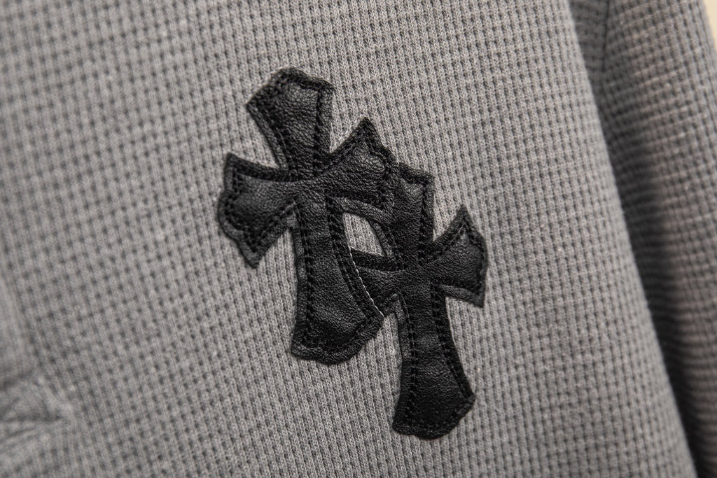 Polera Manga Larga Chrome Hearts Croy Hearts cuero Label cruz Henry Collar waffle Gown manga larga polera - Estilo B CALIDAD ORIGINAL