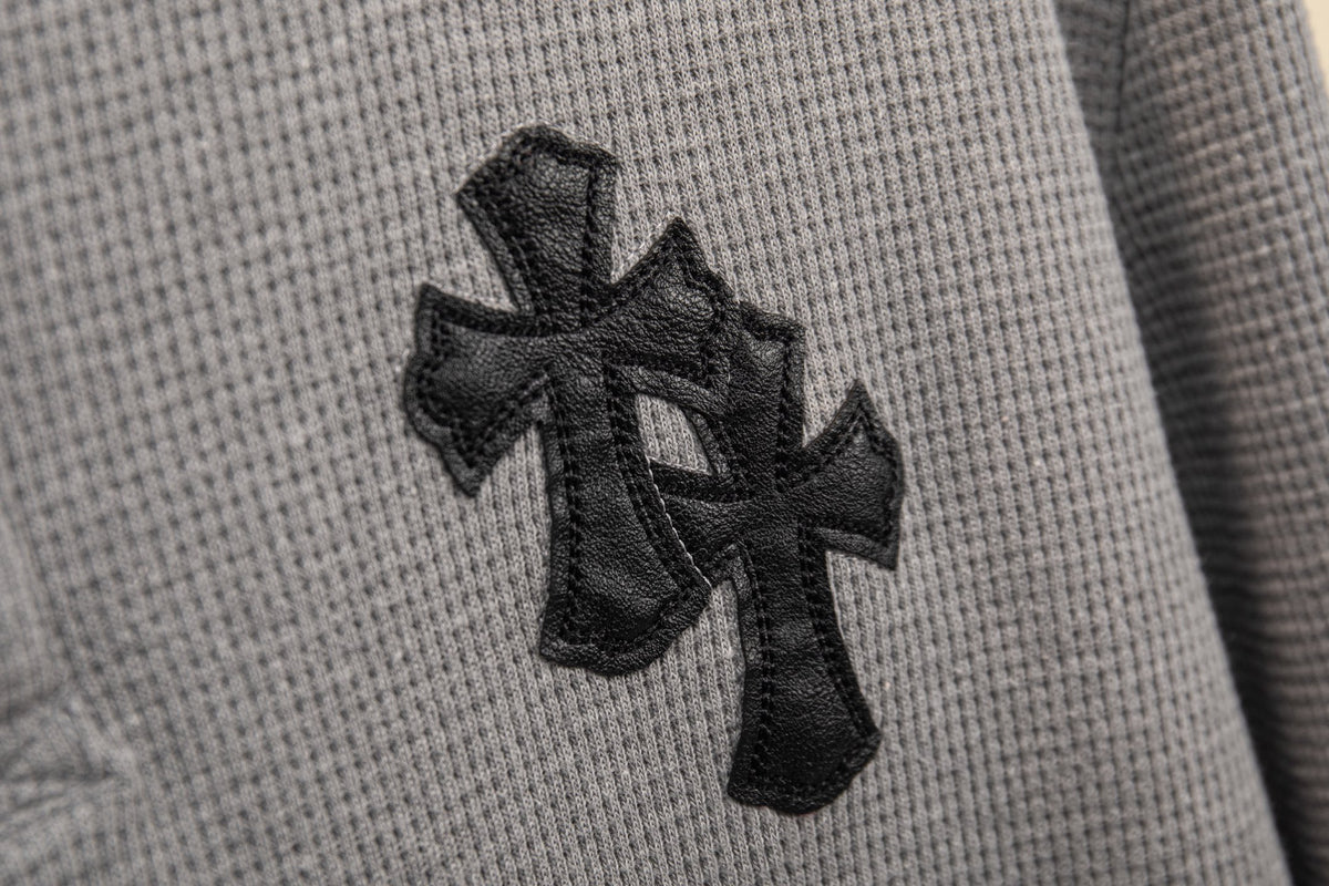 Polera Manga Larga Chrome Hearts Croy Hearts cuero Label cruz Henry Collar waffle Gown manga larga polera - Estilo B CALIDAD ORIGINAL