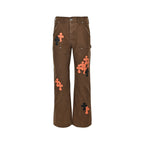 Pantalón Chrome Hearts cuero cruz con estampado de cargo jeans - Estilo B CALIDAD ORIGINAL