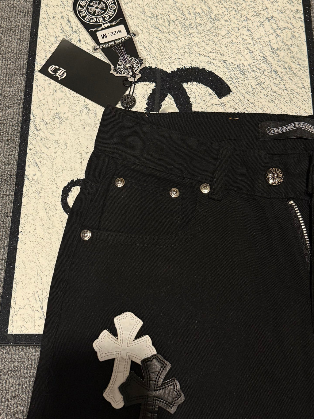 Pantalón Chrome Hearts & CH City edición limitada sánscrito cruz Appliqué patchwork jeans CALIDAD ORIGINAL