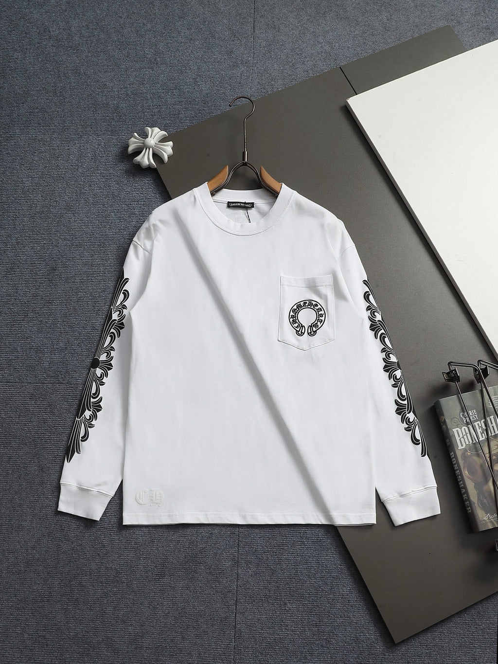 Prenda Chrome Hearts cruz y herradura estampado de logo cuello redondo manga larga - Estilo C CALIDAD ORIGINAL