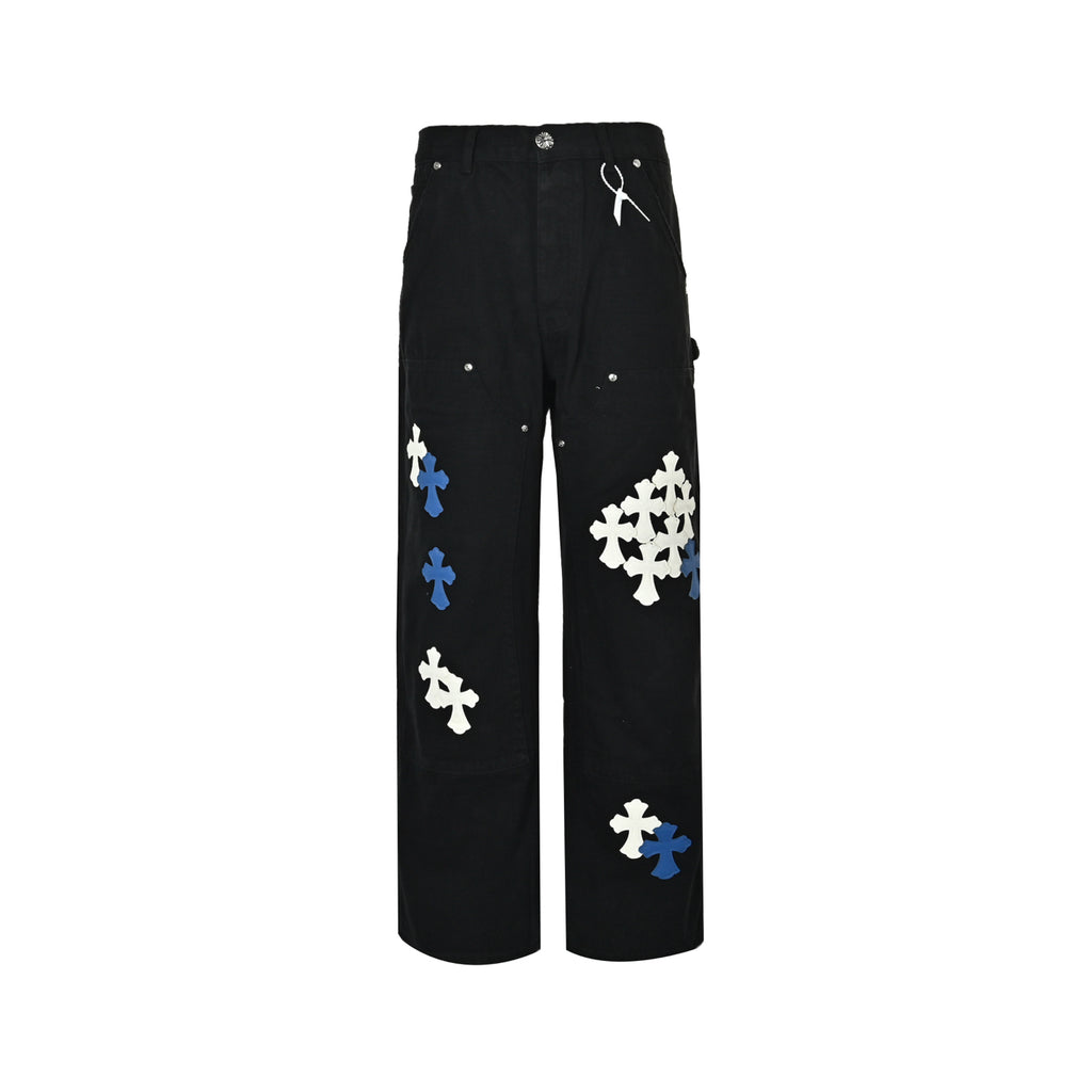 Pantalón Chrome Hearts cuero cruz con estampado de cargo jeans CALIDAD ORIGINAL