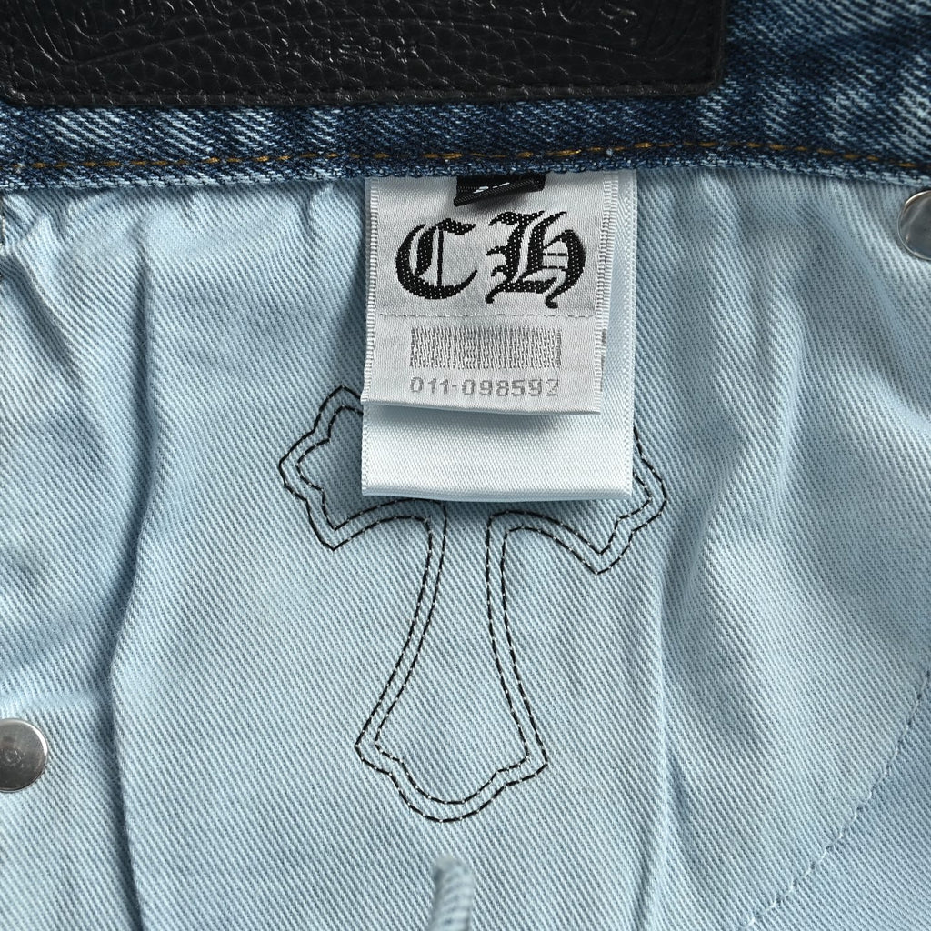 Pantalón Chrome Hearts negro y blanco patchwork cuero cruz jeans CALIDAD ORIGINAL
