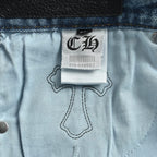 Pantalón Chrome Hearts negro y blanco patchwork cuero cruz jeans CALIDAD ORIGINAL
