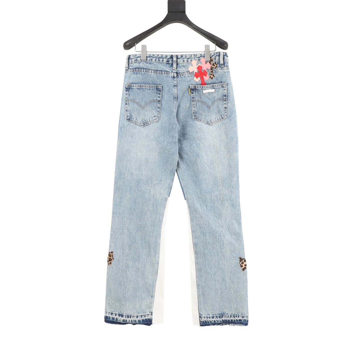 Pantalón Chrome Hearts x GALLERY DPET colaboración patchwork de cuero y pelo de caballo acampanado estilo urbano CALIDAD ORIGINAL