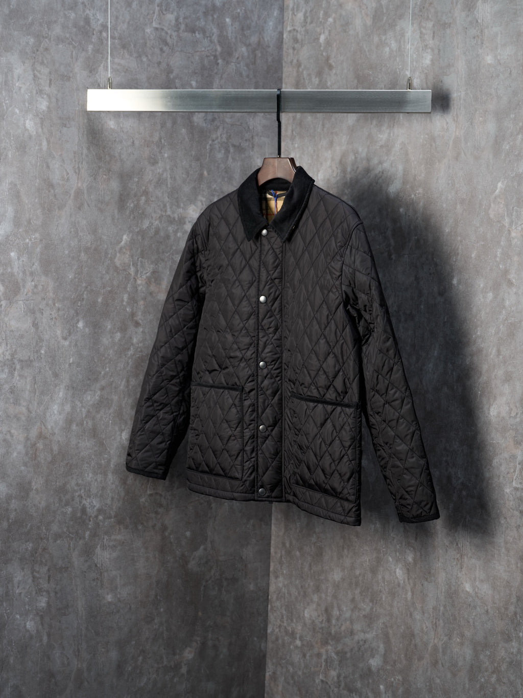 Chaqueta Burberry acolchada Nylon Barn a cuadros con cuello de pana - Estilo B CALIDAD ORIGINAL