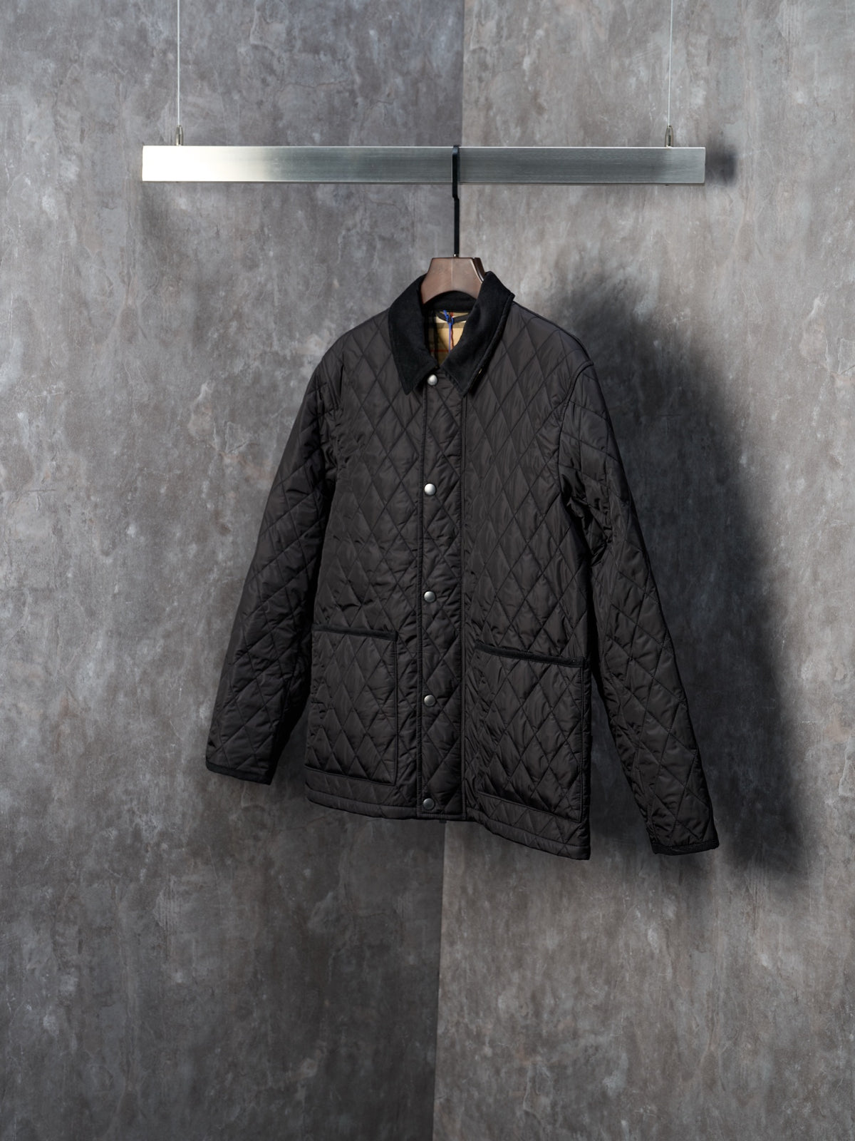 Chaqueta Burberry acolchada Nylon Barn a cuadros con cuello de pana - Estilo B CALIDAD ORIGINAL
