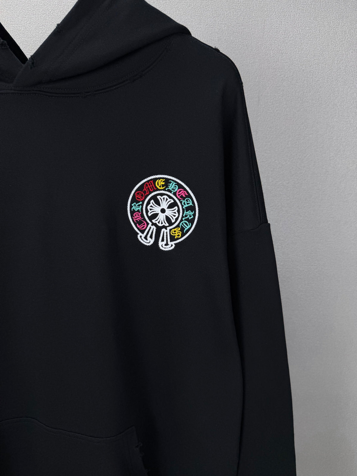 Sudadera Chrome Hearts 2026 nuevo bordado herradura colorido sánscrito logo Washed y desgastado para pareja con capucha - Estilo B CALIDAD ORIGINAL