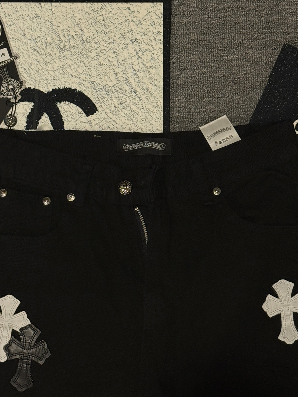 Pantalón Chrome Hearts & CH City edición limitada sánscrito cruz Appliqué patchwork jeans CALIDAD ORIGINAL