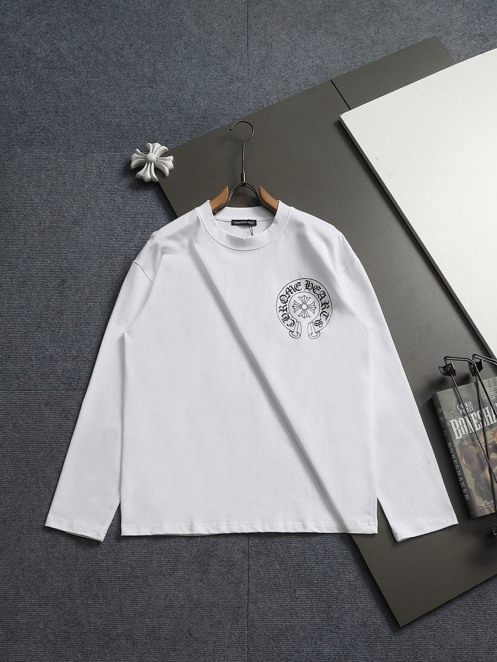 Prenda Chrome Hearts cruz y herradura estampado de logo cuello redondo manga larga - Estilo E CALIDAD ORIGINAL