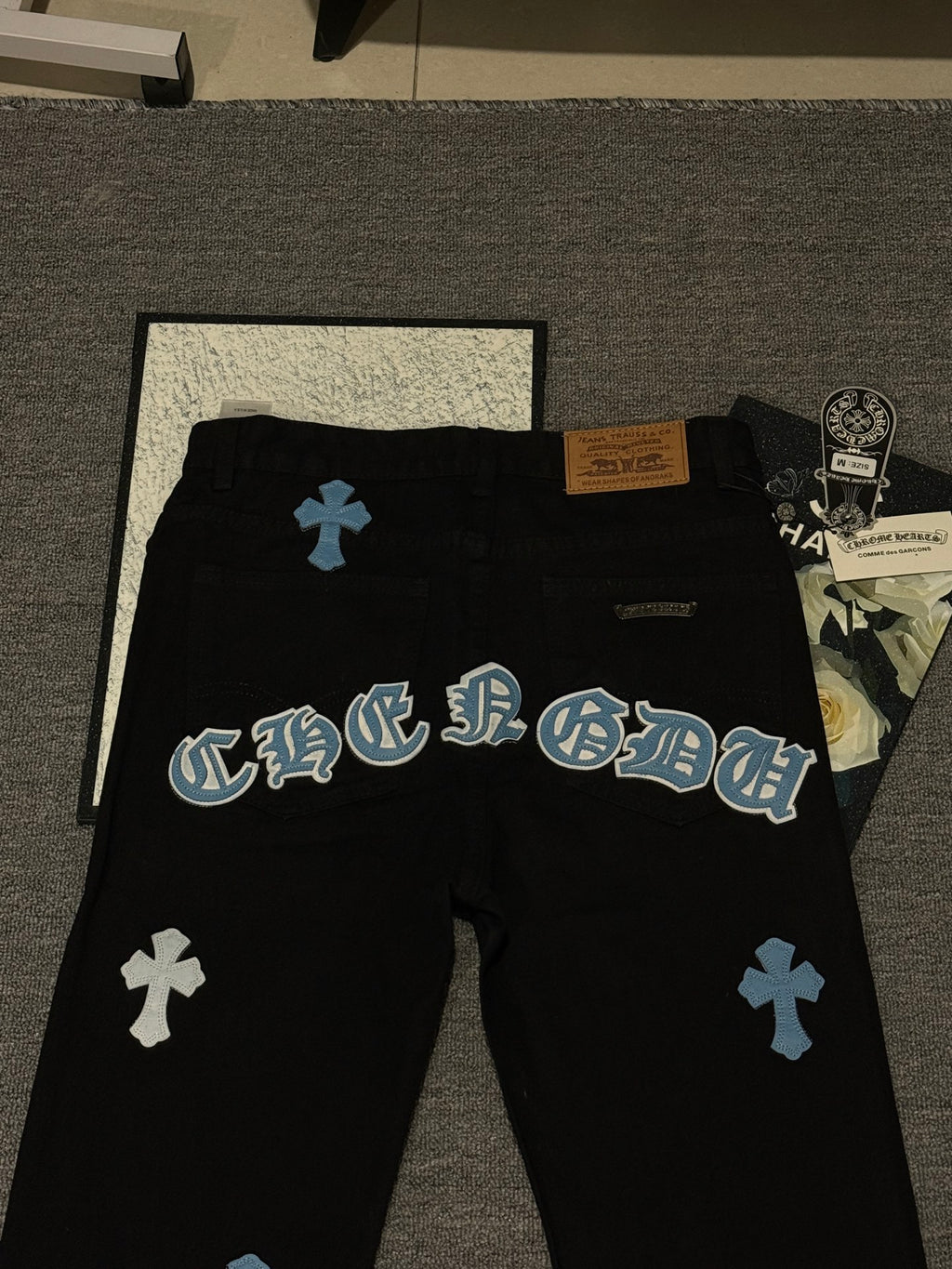 Pantalón Chrome Hearts & CH City edición limitada sánscrito cruz Appliqué patchwork jeans - Estilo C CALIDAD ORIGINAL