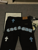 Pantalón Chrome Hearts & CH City edición limitada sánscrito cruz Appliqué patchwork jeans - Estilo C CALIDAD ORIGINAL