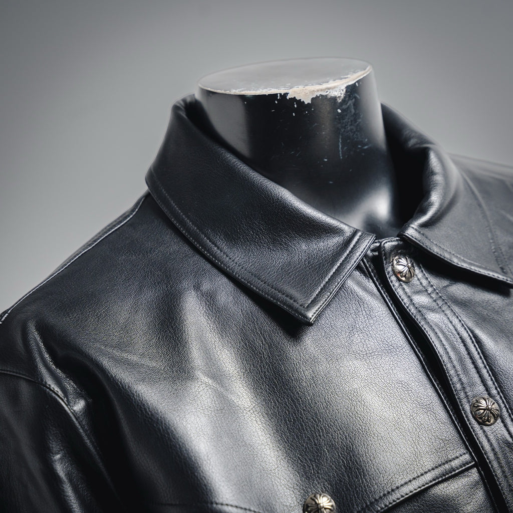 Chaqueta de Cuero Chrome Hearts Bordado Grande CALIDAD ORIGINAL