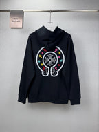 Sudadera Chrome Hearts 2026 nuevo bordado herradura colorido sánscrito logo Washed y desgastado para pareja con capucha - Estilo B CALIDAD ORIGINAL