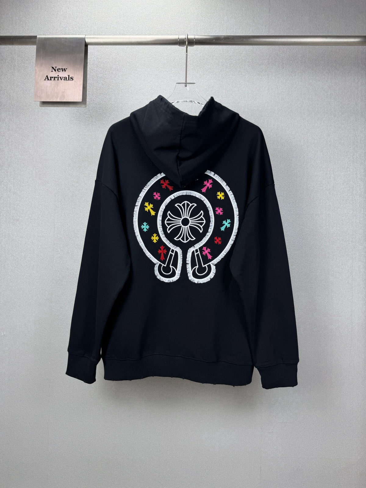 Sudadera Chrome Hearts 2026 nuevo bordado herradura colorido sánscrito logo Washed y desgastado para pareja con capucha - Estilo B CALIDAD ORIGINAL