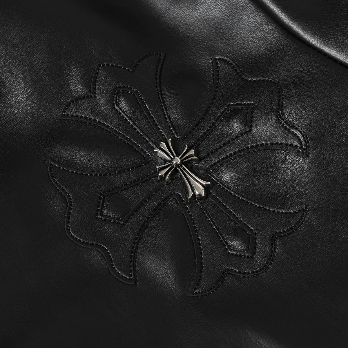 Chaqueta Chrome Hearts * / Hardware cruz cuero Snap-Button chaqueta CALIDAD ORIGINAL