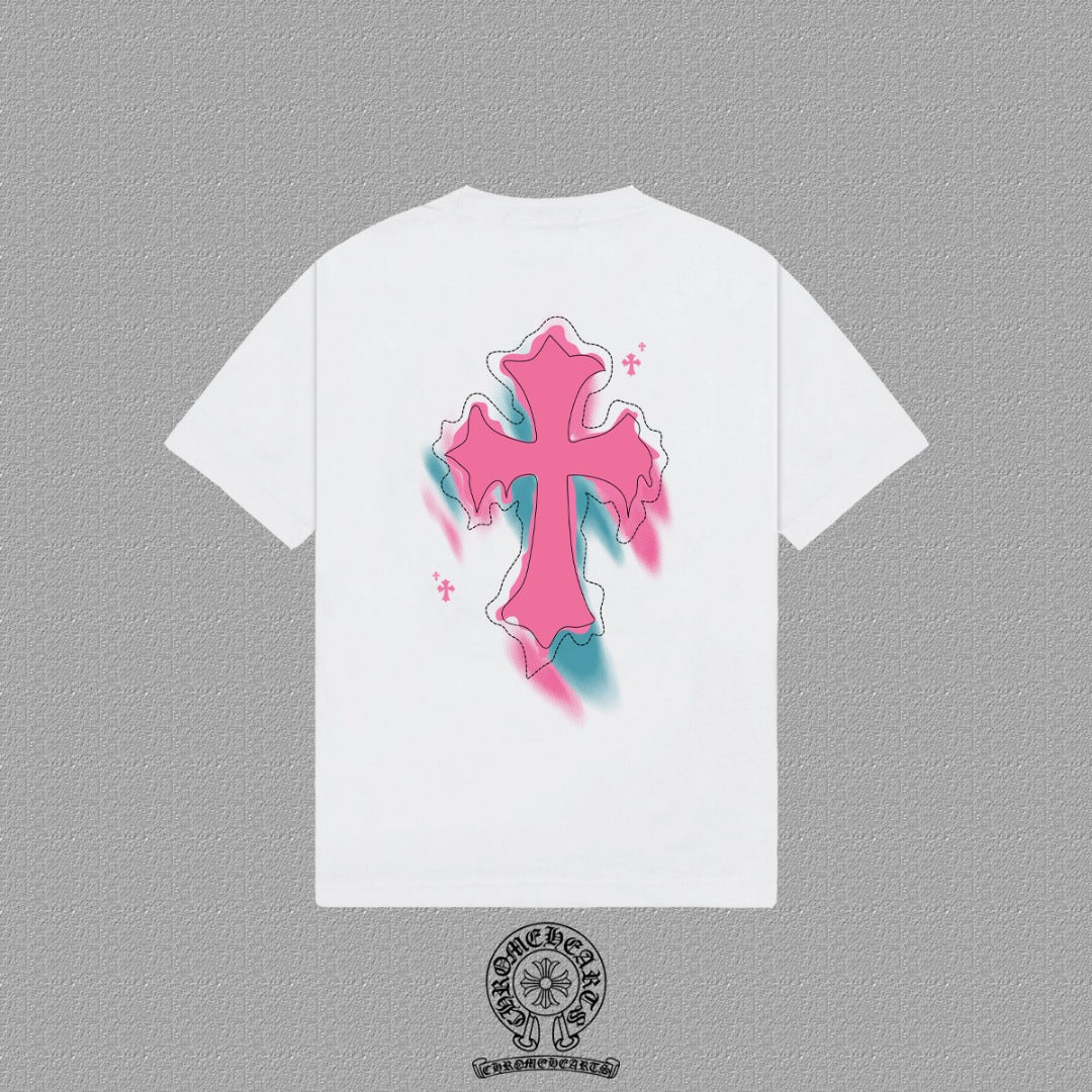 Polera Chrome Hearts 2026FW manga corta polera con estampado de logo, High-End 26s Double Yarn 300g Fabric - Estilo D CALIDAD ORIGINAL