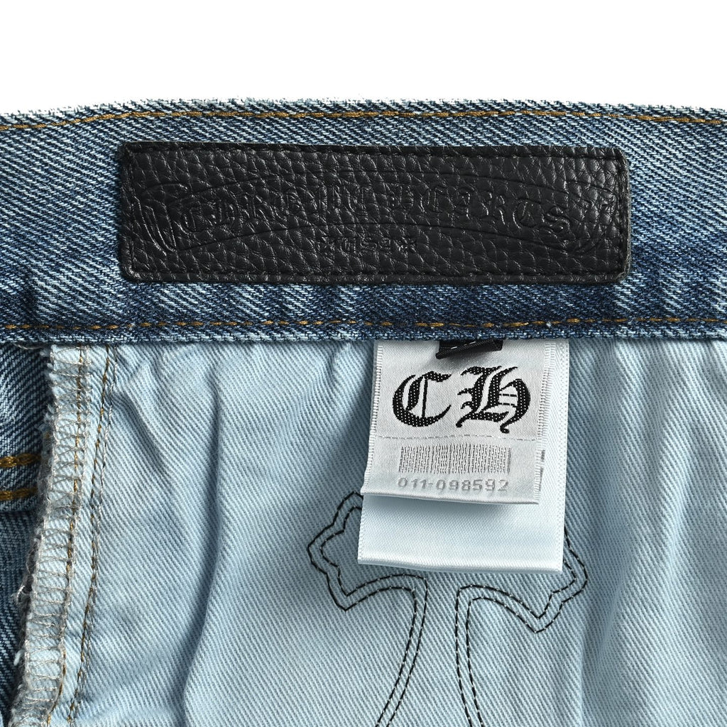 Pantalón Chrome Hearts negro y blanco patchwork cuero cruz jeans CALIDAD ORIGINAL