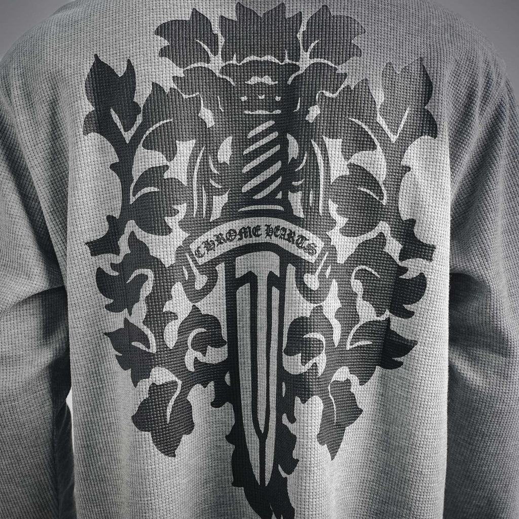 Polera Manga Larga Chrome Hearts /CH waffle estampado manga larga polera con vid y espada estampado CALIDAD ORIGINAL