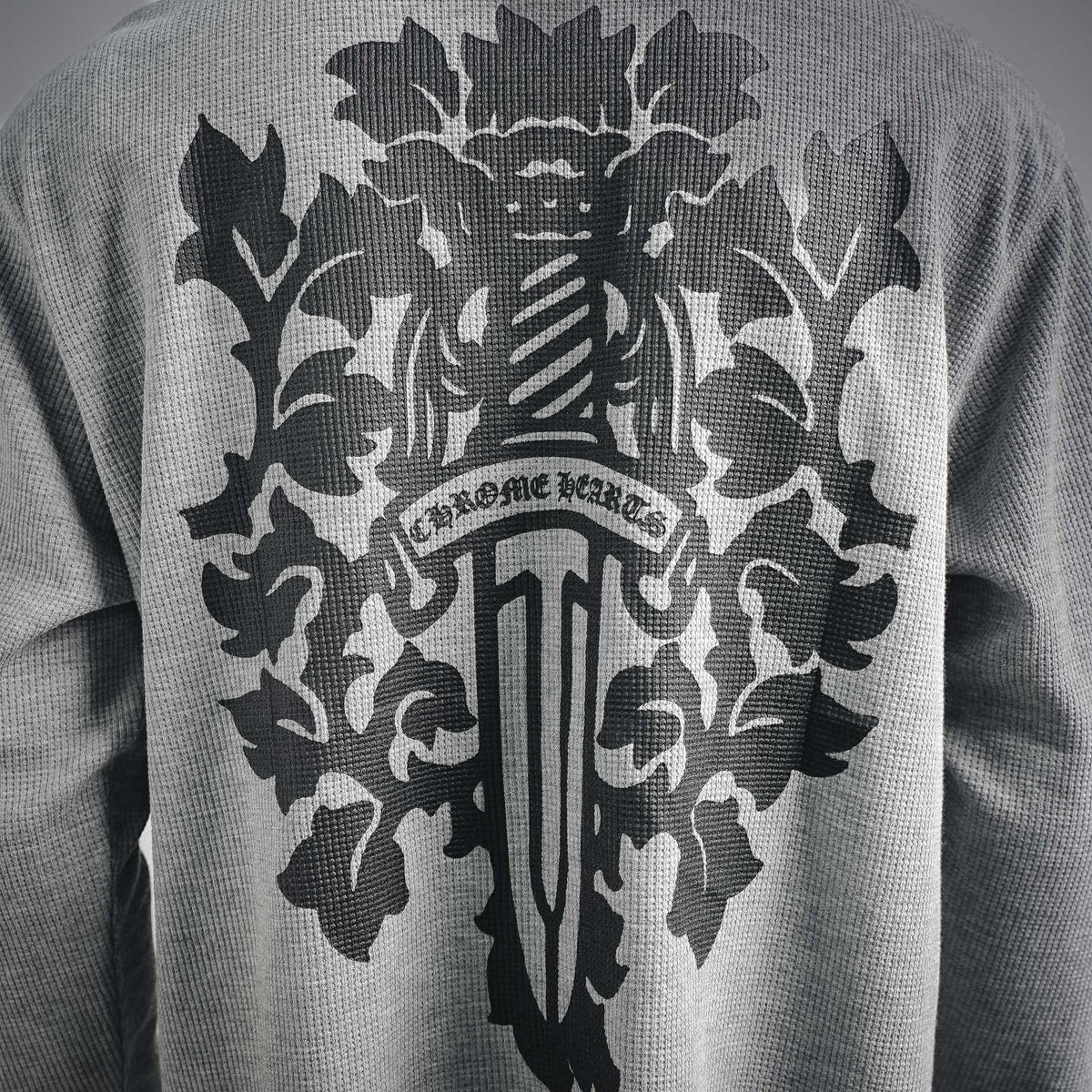 Polera Manga Larga Chrome Hearts /CH waffle estampado manga larga polera con vid y espada estampado CALIDAD ORIGINAL