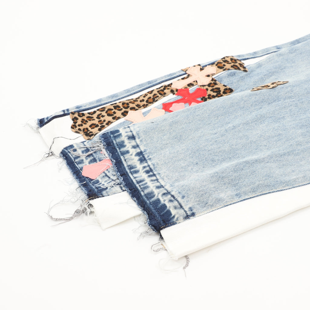 Pantalón Chrome Hearts x GALLERY DPET colaboración patchwork de cuero y pelo de caballo acampanado estilo urbano CALIDAD ORIGINAL