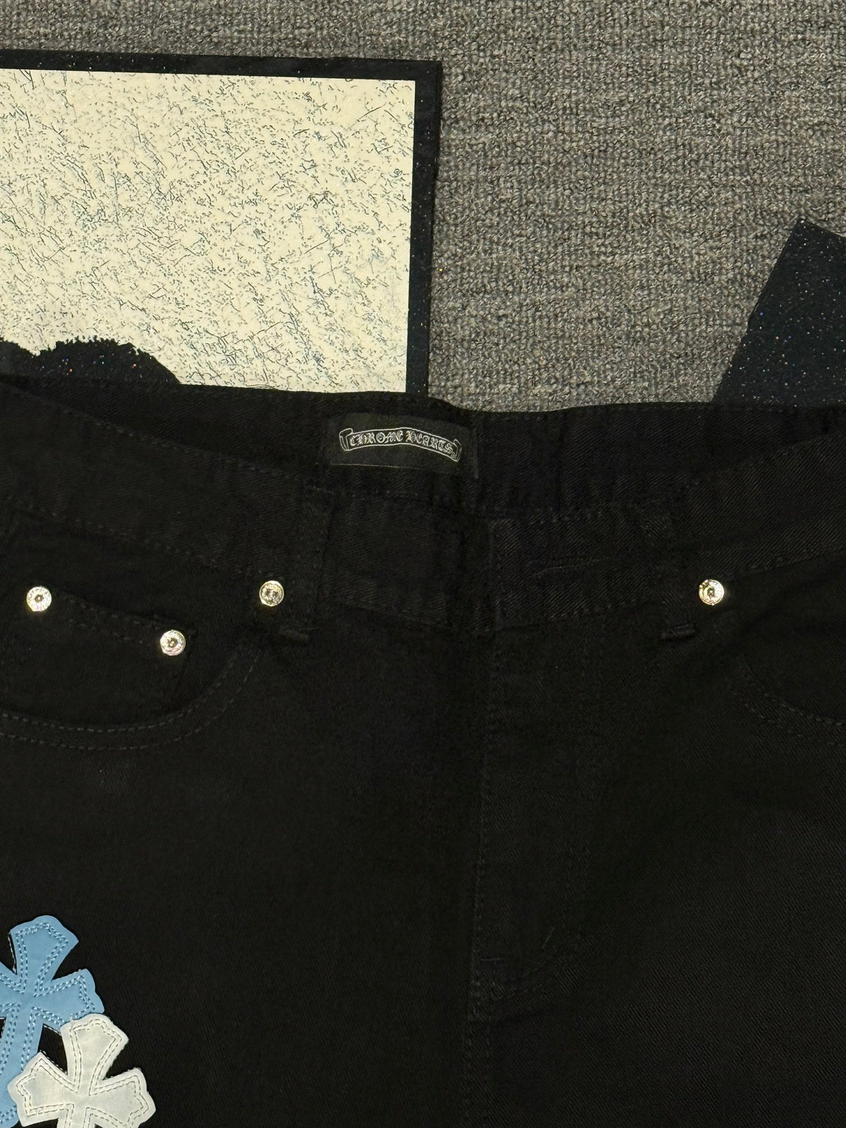 Pantalón Chrome Hearts & CH City edición limitada sánscrito cruz Appliqué patchwork jeans - Estilo C CALIDAD ORIGINAL