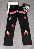 Pantalón Chrome Hearts & CH City edición limitada sánscrito cruz Appliqué patchwork jeans - Estilo B CALIDAD ORIGINAL