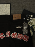 Pantalón Chrome Hearts & CH City edición limitada sánscrito cruz Appliqué patchwork jeans - Estilo B CALIDAD ORIGINAL