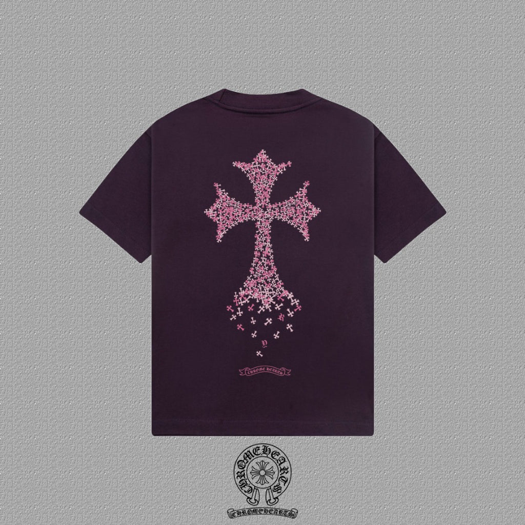 Polera Chrome Hearts 2026FW manga corta polera con estampado de logo, High-End 26s Double Yarn 300g Fabric - Estilo B CALIDAD ORIGINAL