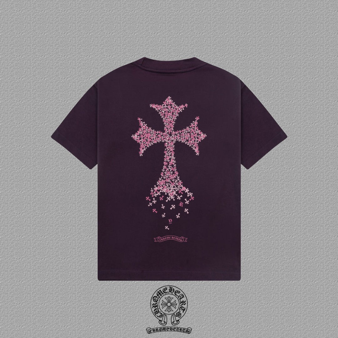 Polera Chrome Hearts 2026FW manga corta polera con estampado de logo, High-End 26s Double Yarn 300g Fabric - Estilo B CALIDAD ORIGINAL