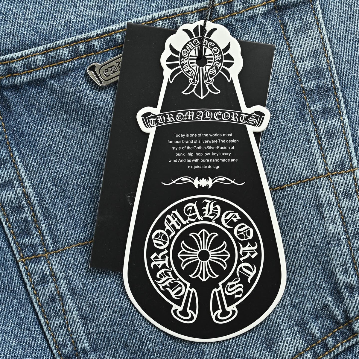 Pantalón Chrome Hearts negro y blanco patchwork cuero cruz jeans CALIDAD ORIGINAL