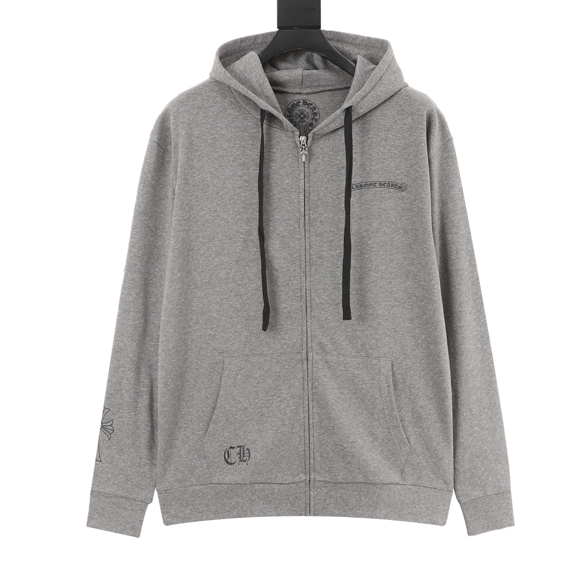 Chaqueta Chrome Hearts negro cruz estampado con capucha chaqueta - gris CALIDAD ORIGINAL